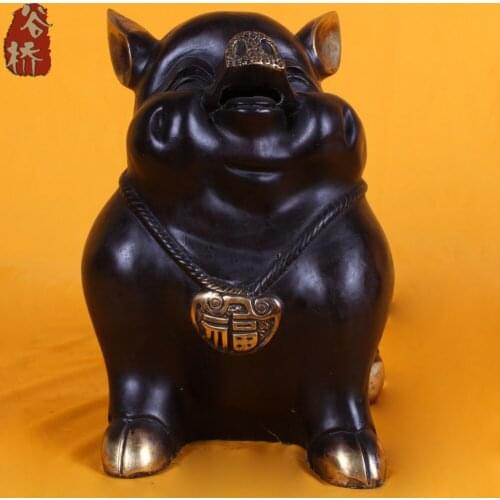 Bronze sculpture, fu pig crafts decoration lucky pig accessories pig gift bronze sculpture, decoration