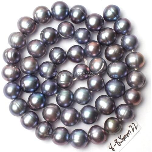 High Quality 8-8.5mm Gray Oval Shape Natural Freshwater Pearl Gem Loose Beads Strand 15" DIY Creative Jewellery Making w2304