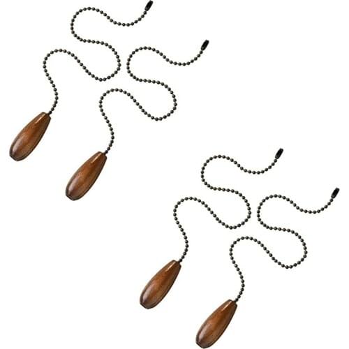 4 Pieces Ceiling Fan Chain Pulls Wooden Pull Chain Extension Pull Chain for Ceiling Light Lamp Fan Chain (Walnut Color)