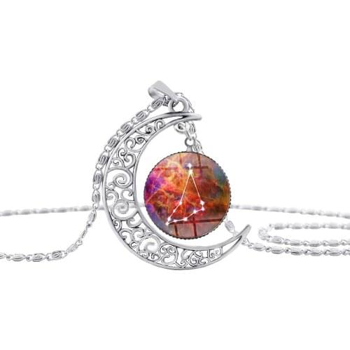 5 Capricorn Star Sky Universe Planet 12 Constellation sign Crescent Moon Geometric Pendant Necklace Half Moon Zodiac jewelry