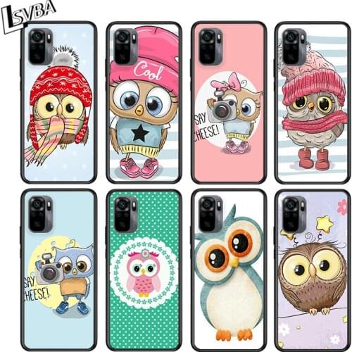 Cute Owl Hearts Lover for Xiaomi Redmi Note 10 10S 9 9T 9S 9Pro Max 8T 8Pro 8 7 6 5 Pro 5A 4X 4 Soft Black Phone Case