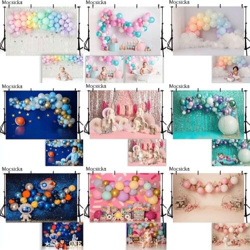 Cake Smash Newborn Kids Birthday Portrait Photo Background First Birthday Party Balloons 1st Birthday Children Baby Photo Shoot