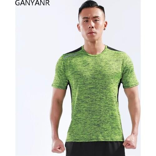 GANYANR Running T Shirt Men Basketball Tennis Sportswear Tee Sport Fitness Gym Jogging Exercise Training Rashgard Soccer Dry Fit