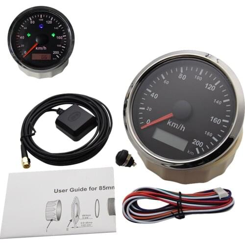 85MM Gauge GPS Speedometer Meter With Sensors 200KMH Odometer With GPS Antenna for Motorcycle Racing Car Waterproof GPS Speed