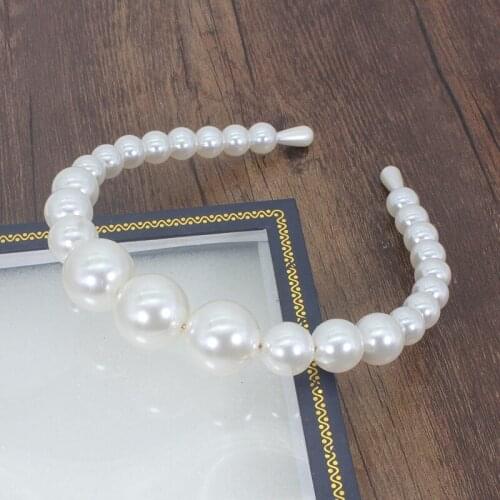 Korea Handmade Fashion Women Luxury Hair Accessories White Beaded Pearl Headband Rhinestone Hairband Girls Headwear Wholesale