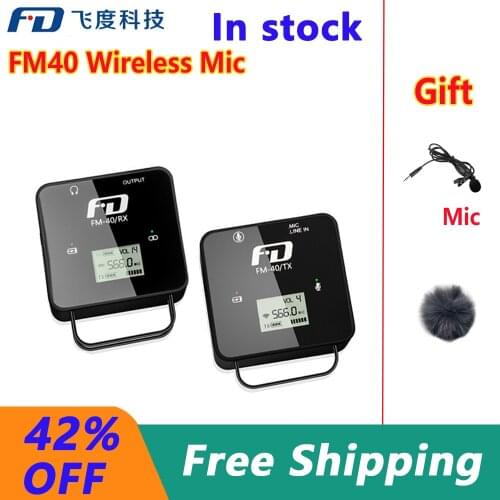Feidu FM40 Wireless Mic Portable Mini Audio UHF Wireless Lavalier Microphone For Smartphone DSLR Camera Interview Live Recordin