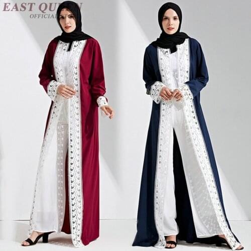 Fashion women abaya dresses long sleeve lace muslim dress for women Turkish elegant bodycon islamic dress with belt DD283 F