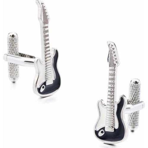 HAWSON Fashionable Cufflinks Electric Guitar / Amp Enamel Black & White Cuff Links High Quality French Cuffs/Shirts Gift