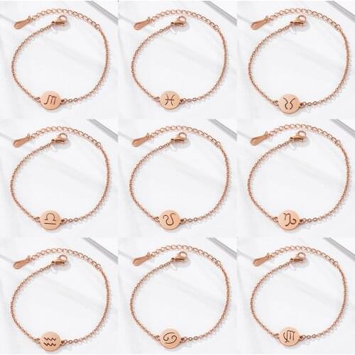 Fashion Twelve Constellations Sign Bead Bracelet for Girls Chains Bracelets Jewelry 2021 trend Female Charms Womens Bracelets