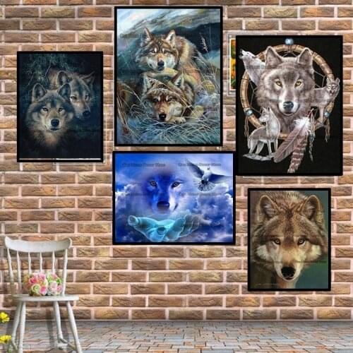 Wolf 5D diy Needlework diamond embroidery handcrafts resin diamond mosaic diy diamond painting wedding cross stitch kit RA1292