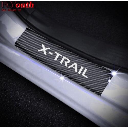 Car Door Sill Scuff Plate For Nissan X-TRAIL X TRAIL 2008-2020 Door Threshold Plate 4PCS Carbon Fiber Sticker Auto Accessories