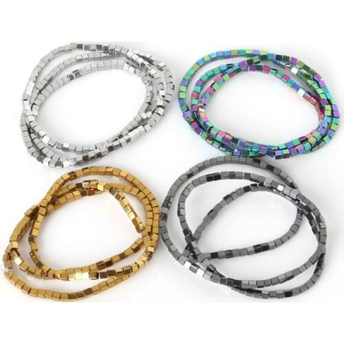 New Arrival 2x2mm Natural Stone Black Hematite Beads Square Loose Beads Stone Beads For DIY Bracelets Jewelry Making