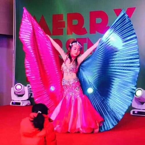 New double-color mixed Belly Dance Isis Wings for kids/children Sexy Pink+Blue dancing Wings for Girls nice Stage Props Wings
