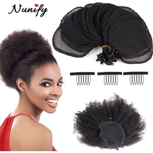 Nunify 5Pcs Hair Bun Making Material Ponytail Making Net Elastic Hair Net With Guleless Hairnet Wig Liner For Making Ponytail