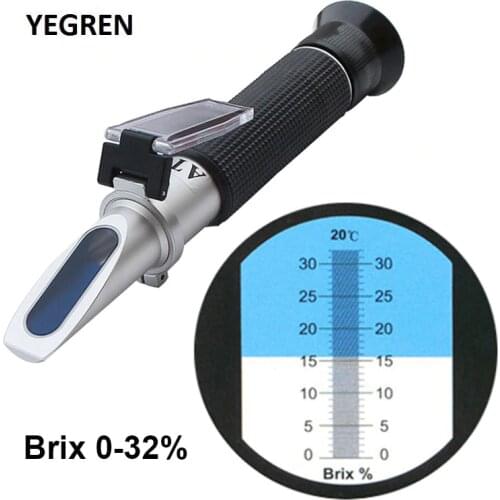 Portable Brix Refractometer Fruit Sugar Tester 0-32% ATC Refractometer Sugar Meter Fruit Juice Sugar Content Measurement Tool