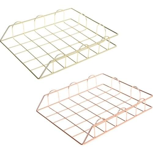 Folding Wrought Iron Letter Magazine Newspaper Holder Storage Rack File Tray for Office Desk Organizer Supplies