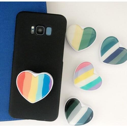 Stripe Contracted style phone holder Love heart folding bracket mobile phone bracket grip universal Apply to iPhone Samsung