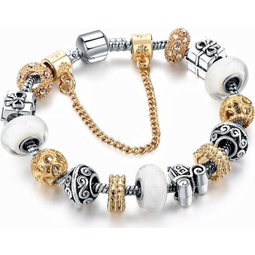 Szelam Gold & Silver Color Beads Bracelets For Women Crystal Charm Bracelets & Bangles DIY Jewelry Pulseira SBR160280