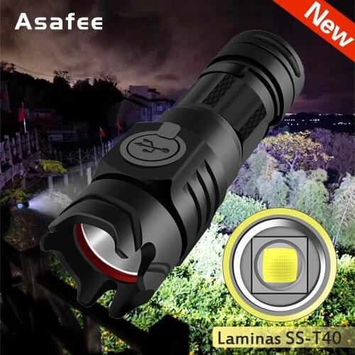Tactical LED Flashlight Mini Torch USB Charging Lantern T40 LED Hunting Camping Lamp Torch Lights Lanternas Work Lamp Flashlight