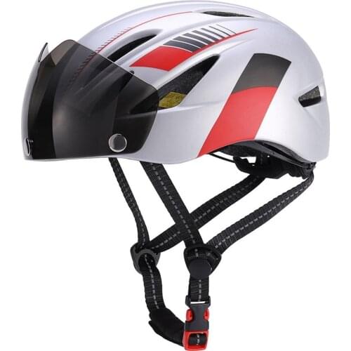 Bike Helmet Cycling Helmet Goggles Rechargeable Waterproof Back Light Detachable Magnetic Visor UV Protective For Men Women