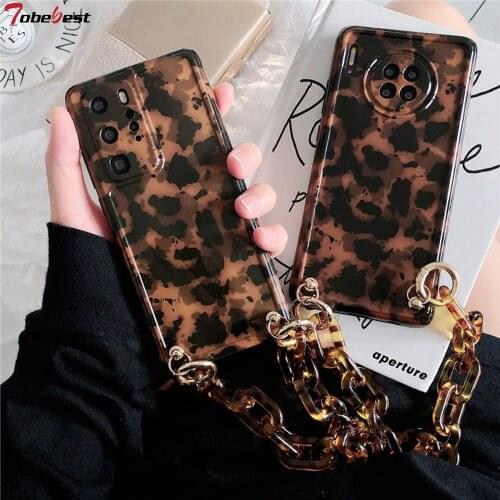 Vintage Amber Leopard Bracelet Phone Case for iphone 12 11 pro max X XS XR 7 8 Plus ins Popular Chain Soft IMD Cover Gift