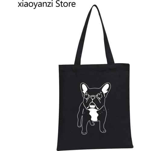 High Capacity Women Shoulder Bag french bulldog print casual dog Eco Reusable Large Tote Shopper Bags Fashion Handbag Wholesale