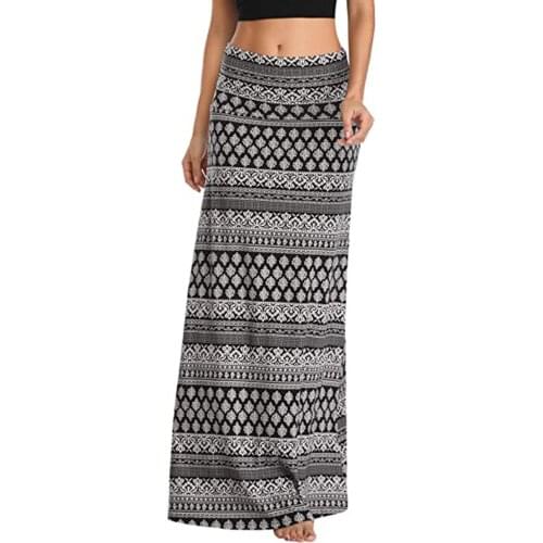 Striped Print Woman Skirts Summer Bohemian Style Long Maxi Color High Waist Elastic Casual Holiday Ankle Length Skirt Юбка 3