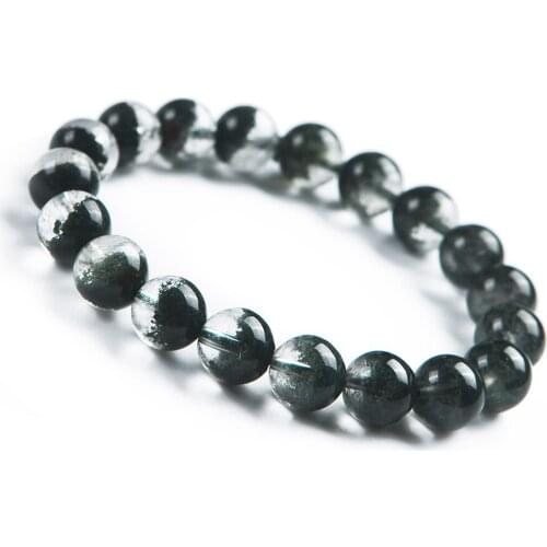 10.5mm Natutal Green Phantom Quartz Gems Stone Round Crystal Beads Women Stretch Charm Bracelet
