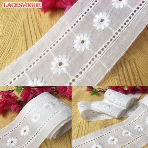 14yards 6.5cm Cotton embroidery Lace trim Patchwork Needlework sewing accessories Clothes edge decoration Garment material 695