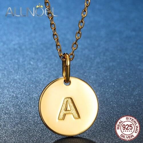 ALLNOEL 925 Sterling Silver Letter Pendant Necklace Lucky Coin Original Designer Exquisite Jewelry Personalized New Hot Sale