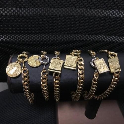 5 pieces Big Chain bracelets with tag charm San Benito charm braclets alphabet jewelry choose thellters in the message 9646