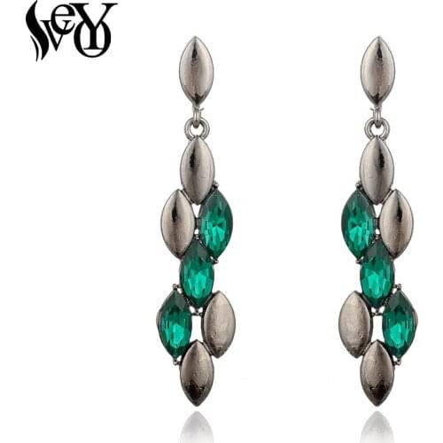VEYO Long Crystal Dangle Earrings for Women Viking Stylish Earings Fashion Jewelry Bijoux femme