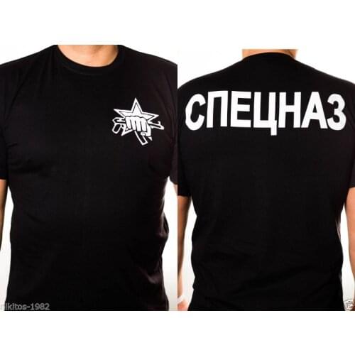 T-shirt New Hot Sale T-shirt T-Shirt b&w military of Russian Special troops Quality cotton in sizes