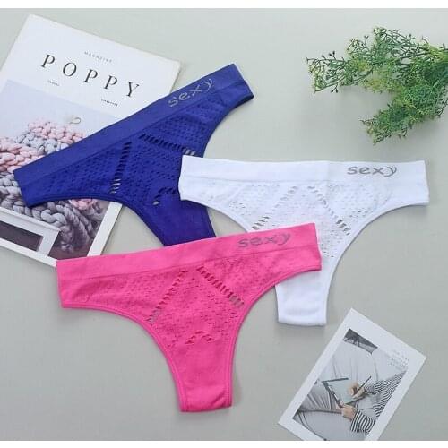Cotton Panties Female Underpants Sexy Panties for Women Briefs Underwear Hollow Out Lingerie 7 Colors 1/2/3 Pcs