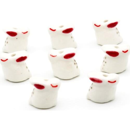 17*16mm Charm White Color Ceramic Beads For Jewelry Making Bracelet DIY Accessories Loose Porcelain Bead 10pcs Mouse shape