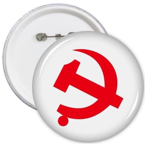 Chinese Communist Badge Red Symbol Round Pins Badge Button Clothing Decoration 5pcs Gift