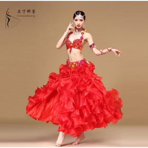 Odin narelle Belly Dance Suite single slit skirt Beaded bra corset Dance Costume