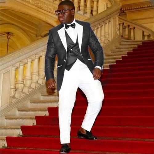 Handsome One Button Groomsmen Notch Lapel Groom Tuxedos Wedding Dress Men Suits Blazer Prom Dinner (Jacket+Pants+Tie+Vest) A194