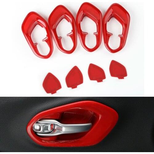 Red Inner Inside Handle Handles Bowl Full Cover Trim Fit For Jeep Cherokee 14