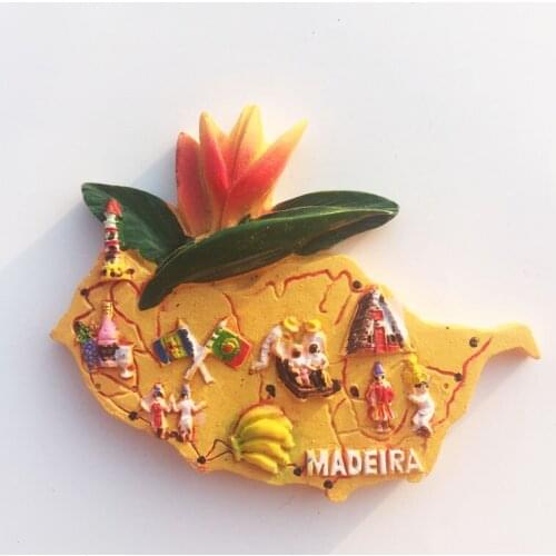 Creative Magnetic Fridge Magnet 3D Map of Madeira Island Resin Hand Painted Tourism Memorial Decoration Crafts