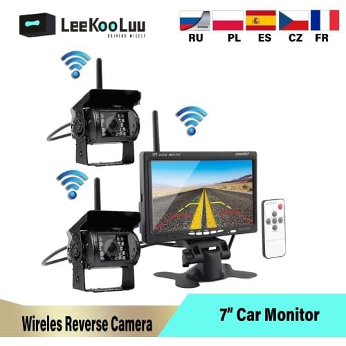 LeeKooLuu 7" Wireless Car monitor Car Backup Cameras Monitor For Truck Parking Rearview System Rear Camera