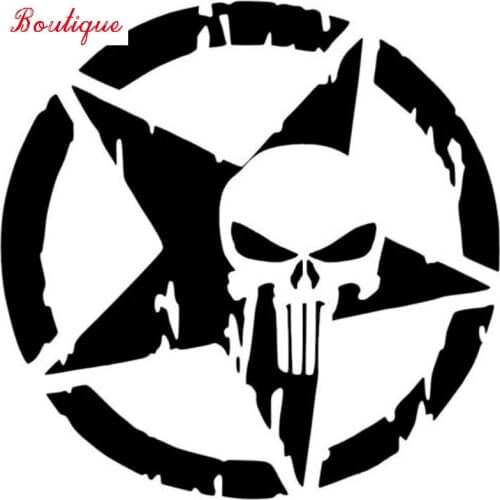 Punisher skeleton Pentagram personality 3D waterproof car sticker is suitable for PVC car door, personality interesting Decal