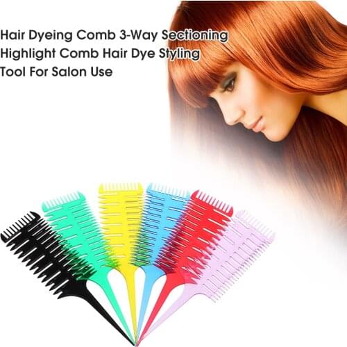 2020 New Hair Dyeing Comb 3-Way Sectioning Highlight Comb Pro Weave Weaving Comb Hair Dye Styling Tool Barber Accessories