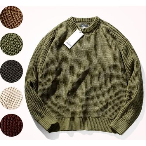 2020 Winter New Thickened Coarse Wool Jacquard Sweater Mens Fashion Retro Loose Long Sleeve O-neck Pullover Sweater