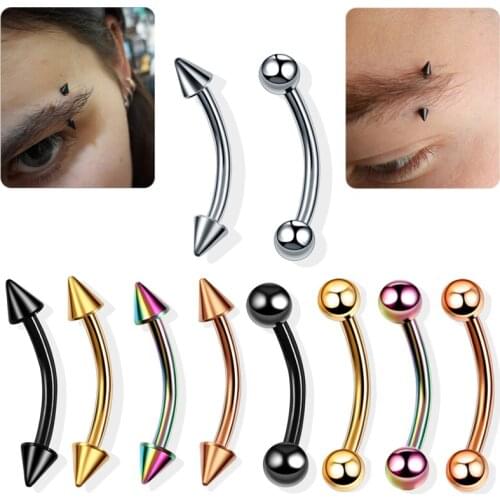 New Arrive Stainless Steel Eyebrow Ring Piercing Curved Barbell with Ball Cone Body Jewelery