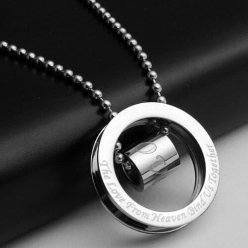 5pcs Stainless steel couple geometric two round circle necklace men women lovers love fashion personality gift necklace jewelry