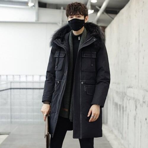 Down Jacket Men Long Winter New Hooded Casual Coat Thickened White Duck Down Clothes