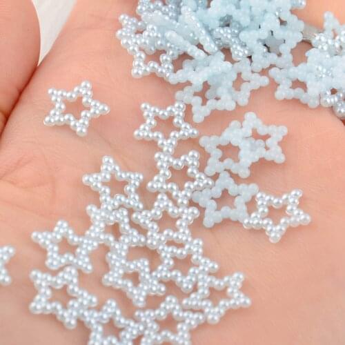 BOLIAO DIY 60Pcs 12*12 mm(0.47*0.47 in ) Light Blue Star Shape Resin Flat Back Delicate Scrapbook Glue On Clothes/Home Decor