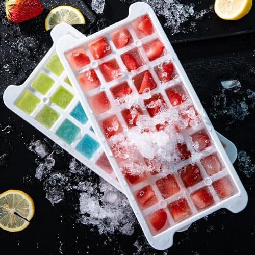 Ice Cube Trays Silicon Bottom Ice Cube Storage Container Box With Lid BPA-Free Ice Mold Makers For Cool Drinks Bar Accessories