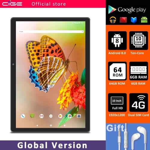 Newest 10 Inch Tablet Android 8.0 10 Core 6GB RAM 64GB ROM 3G 4G LTE Wifi Bluetooth GPS Phone Call Glass Screen Tablet Pc 10.1